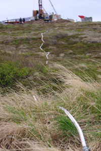 drill hose at Pebble Mine site