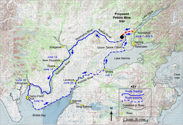 Pebble Mine Watersheds Trek Route